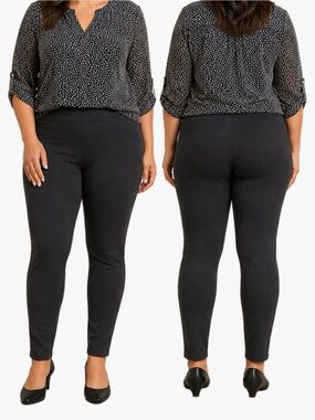 NWT Catherines Plus Size 1X Ponte Knit Leggings Charcoal Gray Pull-On Stretch
